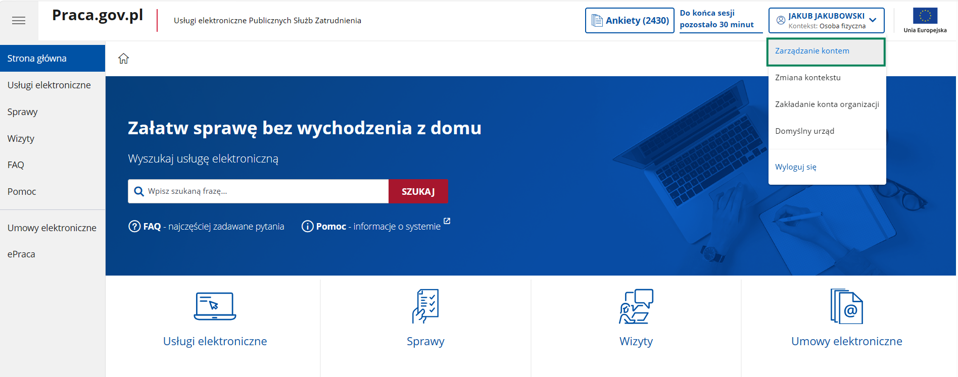 IK zarządzanie kontem