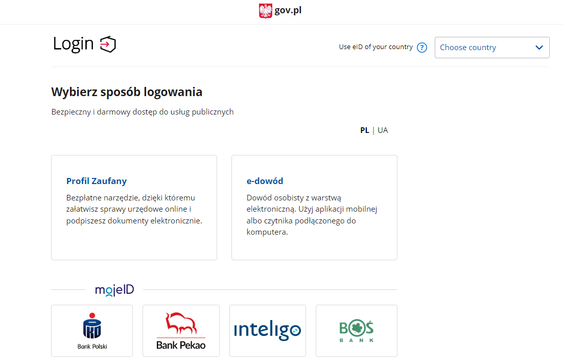 Strona logowania login.gov.pl